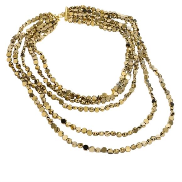 New Zara Elegant Gold Multi Strand Layered Necklace - Picture 6 of 11